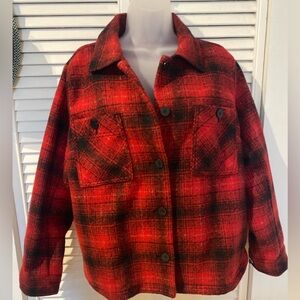 Northern Reflections Red and Black Plaid Utility Jacket